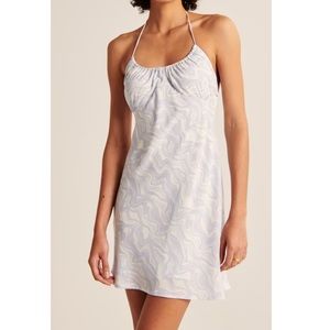 Abercrombie & Fitch Ruched Mini Dress, Size M, Color Pattern Blue